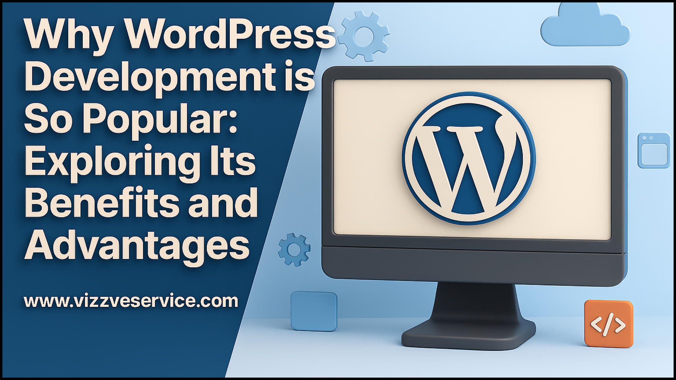 Illustration showcasing the benefits of WordPress development with a user-friendly CMS dashboard and scalable website icons